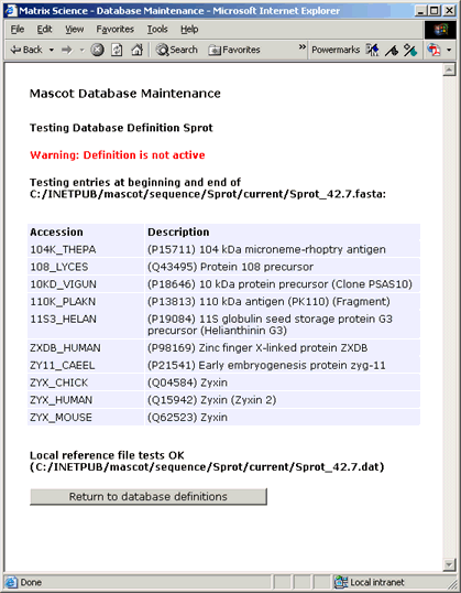 Mascot database maintenance utility