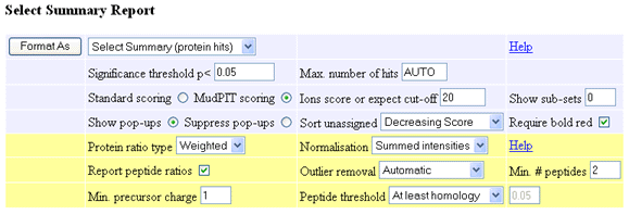 quantitation format controls